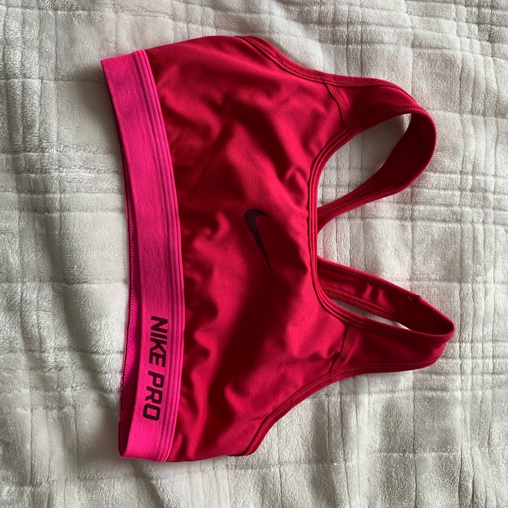 Hot pink nike sports bra